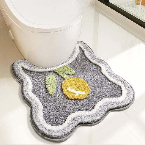 Tyrafry Toilet Bath Rug, U-Shaped Non-Slip Toilet Rug, Flower Rug for Bathroom Floor Soft Plush Microfiber Mat Super Absorbent Washable Bath Shower Mat, 19.5 x 21.5 Inches, Green in Saudi Arabia