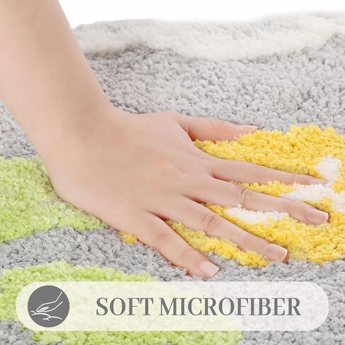 Tyrafry Toilet Bath Rug, U-Shaped Non-Slip Toilet Rug, Flower Rug for Bathroom Floor Soft Plush Microfiber Mat Super Absorbent Washable Bath Shower Mat, 19.5 x 21.5 Inches, Green in Saudi Arabia
