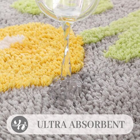 Tyrafry Toilet Bath Rug, U-Shaped Non-Slip Toilet Rug, Flower Rug for Bathroom Floor Soft Plush Microfiber Mat Super Absorbent Washable Bath Shower Mat, 19.5 x 21.5 Inches, Green in Saudi Arabia