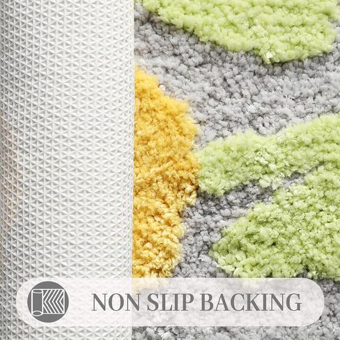 Tyrafry Toilet Bath Rug, U-Shaped Non-Slip Toilet Rug, Flower Rug for Bathroom Floor Soft Plush Microfiber Mat Super Absorbent Washable Bath Shower Mat, 19.5 x 21.5 Inches, Green in Saudi Arabia