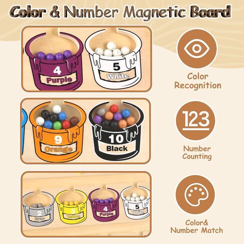 Joyreal Magnetic Color and Number Maze - Wooden Magnetic Puzzles Board for Toddlers, Montessori Counting Matching Color Sorting Toys, Fine Motor Skills Learning Toys for Kids Preschoolers in Kuwait