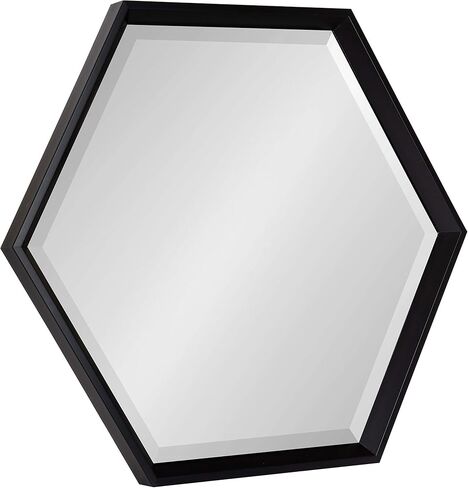 Kate and Laurel Calter Modern Hexagon Framed Wall Mirror, 22 x 26, Black, Chic Indie Room Decor for Wall in Kuwait
