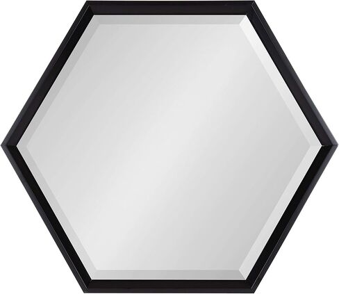 Kate and Laurel Calter Modern Hexagon Framed Wall Mirror, 22 x 26, Black, Chic Indie Room Decor for Wall in Kuwait