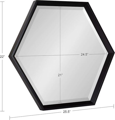 Kate and Laurel Calter Modern Hexagon Framed Wall Mirror, 22 x 26, Black, Chic Indie Room Decor for Wall in Kuwait