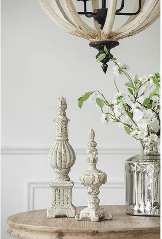 A&B Home Danna Finial Accent, Cement, 4.5" D x 4.5" W x 13.5" H in Saudi Arabia