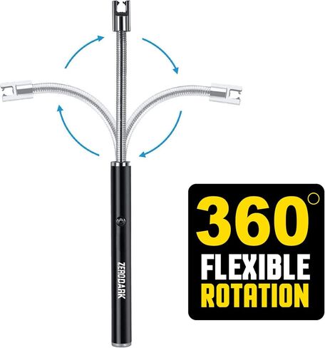 ولاعة بلازما كهربائية مرنة 360 درجة قابلة لاعادة الشحن بمنفذ USB مع قوس طويل ورقبة مرنة 360 درجة للشواء والتخييم والطبخ والشواء والالعاب النارية من زيرو دارك in Kuwait