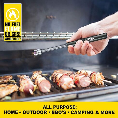 ولاعة بلازما كهربائية مرنة 360 درجة قابلة لاعادة الشحن بمنفذ USB مع قوس طويل ورقبة مرنة 360 درجة للشواء والتخييم والطبخ والشواء والالعاب النارية من زيرو دارك in Kuwait