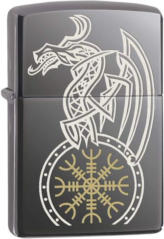 Zippo Lighter: Viking Dragon - Black Ice 80625 in Saudi Arabia