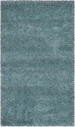 SAFAVIEH Milan Shag Collection Accent Rug - 3' x 5', Aqua Blue, Solid Design, Non-Shedding & Easy Care, 2-inch Thick Ideal for High Traffic Areas in Entryway, Living Room, Bedroom (SG180-6060) in Saudi Arabia