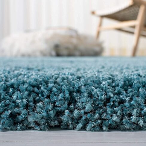SAFAVIEH Milan Shag Collection Accent Rug - 3' x 5', Aqua Blue, Solid Design, Non-Shedding & Easy Care, 2-inch Thick Ideal for High Traffic Areas in Entryway, Living Room, Bedroom (SG180-6060) in Saudi Arabia