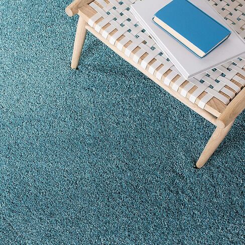 SAFAVIEH Milan Shag Collection Accent Rug - 3' x 5', Aqua Blue, Solid Design, Non-Shedding & Easy Care, 2-inch Thick Ideal for High Traffic Areas in Entryway, Living Room, Bedroom (SG180-6060) in Saudi Arabia