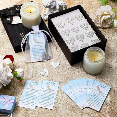 Inbagi 40 Sets Funeral Pocket Token Memorial Angel Sign Coins Set Pocket Angel Coins Heart Pocket Hug Token Poem Cards Organza Bags Gift Celebration of Life Favors Angel Charms Presents for Family in Saudi Arabia