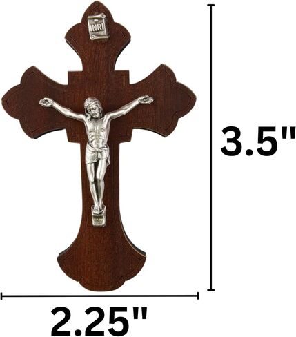 Needzo Wooden Crucifix with Scalloped Edges, Religious Decoration for Home and Bedroom Door Accessory, 3.5 x 2.25 in. (3 Pack) in Saudi Arabia
