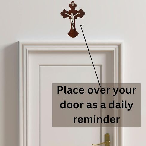 Needzo Wooden Crucifix with Scalloped Edges, Religious Decoration for Home and Bedroom Door Accessory, 3.5 x 2.25 in. (3 Pack) in Saudi Arabia