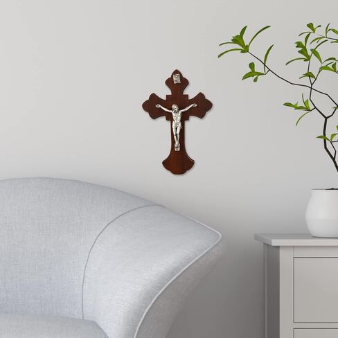 Needzo Wooden Crucifix with Scalloped Edges, Religious Decoration for Home and Bedroom Door Accessory, 3.5 x 2.25 in. (3 Pack) in Saudi Arabia