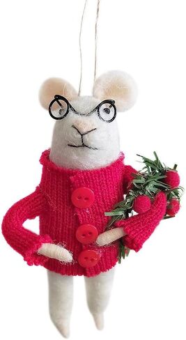 ZJHBONE Wool Felted 5 Pieces Christmas Mouse Ornament Hanging,Felted Animal mice Christmas Tree for Docera. in Saudi Arabia