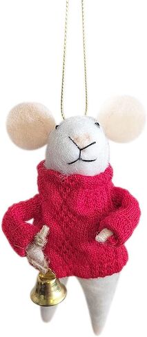 ZJHBONE Wool Felted 5 Pieces Christmas Mouse Ornament Hanging,Felted Animal mice Christmas Tree for Docera. in Saudi Arabia
