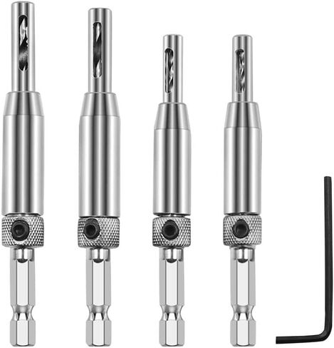 مجموعة رؤوس مثقاب المفصلات ذاتية التمركز من Beeiee، مثقاب مفصلي ذاتي المركز للباب مع ساق سداسية 1/4 بوصة 5/64 بوصة، 7/64 بوصة، 9/64 بوصة، 11/64 بوصة in Kuwait