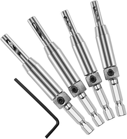 مجموعة رؤوس مثقاب المفصلات ذاتية التمركز من Beeiee، مثقاب مفصلي ذاتي المركز للباب مع ساق سداسية 1/4 بوصة 5/64 بوصة، 7/64 بوصة، 9/64 بوصة، 11/64 بوصة in Kuwait