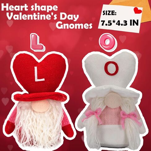 unanscre Valentine's Day Gnomes Plush Elf Decorations - 4PCS Love Mr & Mrs Handmade Gnome Swedish Scandinavian Tomte Dolls for Valentines Day Home Table Ornament, Party Favor Gifts, Tiered Tray Decor in Kuwait