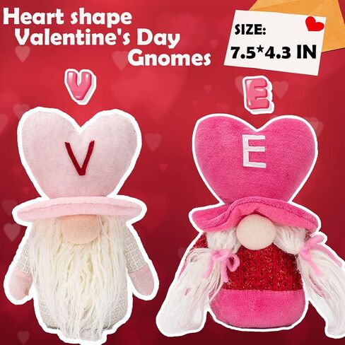 unanscre Valentine's Day Gnomes Plush Elf Decorations - 4PCS Love Mr & Mrs Handmade Gnome Swedish Scandinavian Tomte Dolls for Valentines Day Home Table Ornament, Party Favor Gifts, Tiered Tray Decor in Kuwait