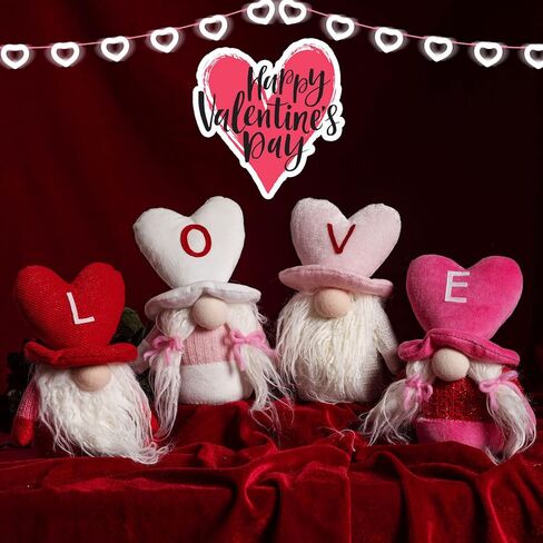 unanscre Valentine's Day Gnomes Plush Elf Decorations - 4PCS Love Mr & Mrs Handmade Gnome Swedish Scandinavian Tomte Dolls for Valentines Day Home Table Ornament, Party Favor Gifts, Tiered Tray Decor in Kuwait