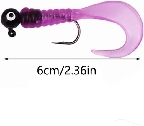 tophomer 17pcs الصيد السحر الرقص رئيس السنانير عدة لينة البلاستيك نكش دودة السحر مع ذيل مجعد crappie الرقص الطعوم الصيد مع السنانير الشائكة لباس سمك السلمون المرقط المياه المالحة المياه العذبة الصيد in Kuwait