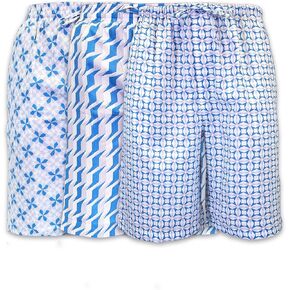 Men's Lounge Pajama Sleep Shorts/Woven Jam Dorm Shorts Drawstring & Pockets - 3 Pack