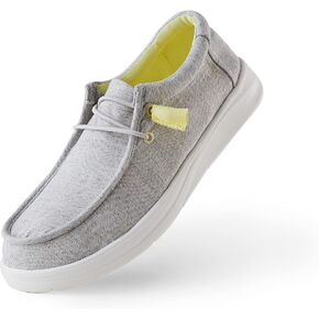 COLORSTY Women's Loafers Comfortable Slip On Shoes Lace-Up Sneakers Lightweight Arch Support Walking Non-Slip Canvas Casual Boat Shoes