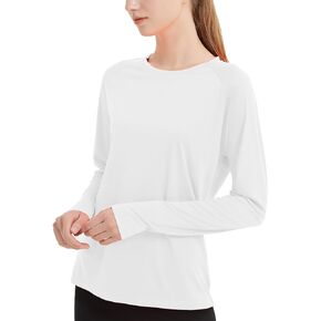 QBK Women's Neon T Shirt Long Sleeve T-Shirt Sun Protection UPF 50+ for Hiking Fishing Workout Rash Guard and Athletic Sports