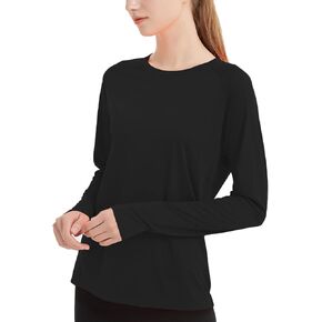 QBK Women's Neon T Shirt Long Sleeve T-Shirt Sun Protection UPF 50+ for Hiking Fishing Workout Rash Guard and Athletic Sports