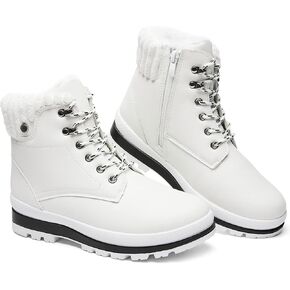 BABUDOG Womens Waterproof Ankle Boots for Outdoor (Non Slip Outsole),Fashion Combat Boots with Side Zipper,Warm Fur Lined Winter Snow Boots in Kuwait