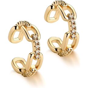 Fettero المرأة أقراط الأذن الكفة الذهب غير مثقوب الغضروف كليب على التفاف مفتوحة هوب 14K مطلية بالذهب لذيذ الحد الأدنى بسيط بوهو هيبوالرجينيك صغيرة لطيف مجوهرات هدية للنساء in Saudi Arabia