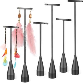 Wesiti 6 Pack Metal Earring T Bar Stand Retail Display Holder T Earring Display Holder Jewelry Stand with Metal Base for Show Jewelry Online Stores Photography (Silver)