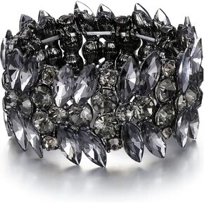 EVER FAITH Women's Stretch Bracelet Marquise Crystal Art Deco Hand Chain Wedding Bridal Jewelry in Saudi Arabia