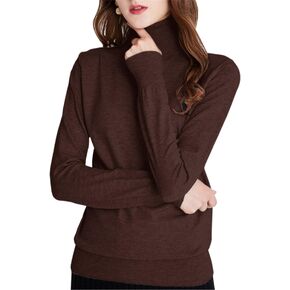Betusline Women Basic Solid Slim Fit Turtleneck Sweater Pullover