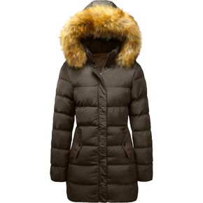 Szory Women's Winter Down Thicken Jacket Puffer Parka Coat with Removable Fur Hood
