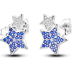 Earrings for Women, 925 Sterling Silver Earring, Fashion Graduation Birthday Gifts Blue Shape Stud Jewelry for Girls Teen