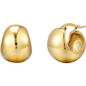 14K Gold Plated Chunky Hoop Earrings for Women Lightweight Gold Hoops for Women Girls