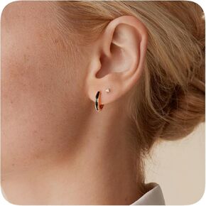 8YEARS 18K Gold Plated Enamel Huggie Earrings for Women, Small Hoop Earrings for Girls, Black White Purple Blue Enamel Hoop Earring, Gold Hoop Earrings Gifts for Her in Saudi Arabia