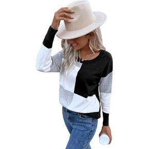 SOLY HUX Women's Casual Color Block Long Sleeve Crewneck Pullover Top Sweater