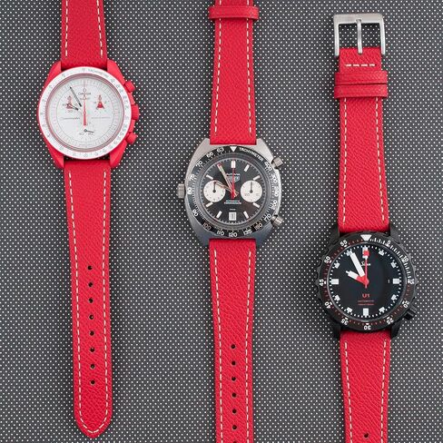 StrapHabit Full Grain Leather Epsom Quick Release Watch Strap Band 19mm 20mm 21mm 22mm in Kuwait