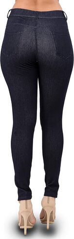 Ylluo Jean Look Jeggings for Women Denim Womens Stretch Skinny with Pockets Cotton Blend Capri and Full Length in Kuwait