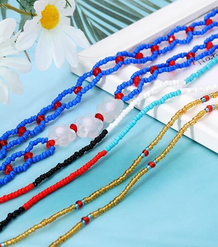 KOHOTA 32PCS Waist Beads for Women Colorful Summer Body Chains Belly Beads Bikini Jewelry Chains Bead Waist Chains Set-16packs in Kuwait
