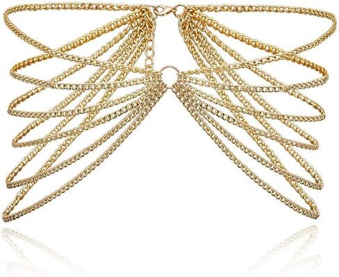 Rhinestone Body Chain Silver Layered Waist Belly Chain Beach Harness Hip Body Jewelry for Women and Girls in Saudi Arabia