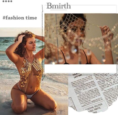 Rhinestone Body Chain Silver Layered Waist Belly Chain Beach Harness Hip Body Jewelry for Women and Girls in Saudi Arabia