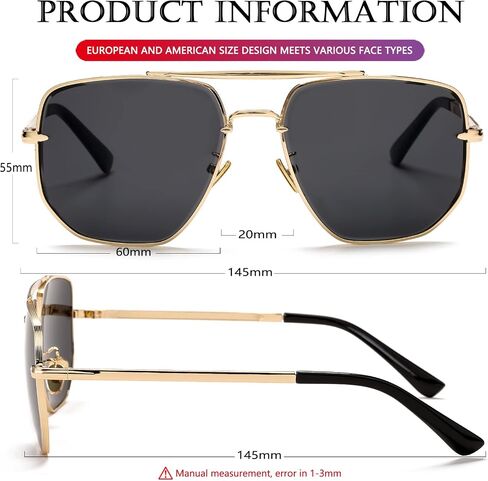 AIEYEZO Square Aviator Sunglasses for Men Women Fashion Vintage Diamond Cutting Lens Classic Military Pilot Gradient Shades in Saudi Arabia
