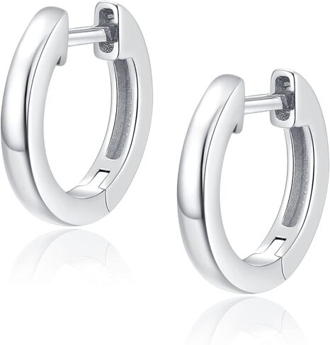 Jewlpire 925 الفضة الاسترليني آخر 14K الذهب الحقيقي مطلي الأقراط الصغيرة هوب للنساء الفتيات، هيبوالرجينيك خفيفة الوزن 15 مم / 20 مم مكعب زركونيا هوجي هوب الأقراط الهدايا والمجوهرات in Kuwait