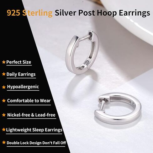 Jewlpire 925 الفضة الاسترليني آخر 14K الذهب الحقيقي مطلي الأقراط الصغيرة هوب للنساء الفتيات، هيبوالرجينيك خفيفة الوزن 15 مم / 20 مم مكعب زركونيا هوجي هوب الأقراط الهدايا والمجوهرات in Kuwait