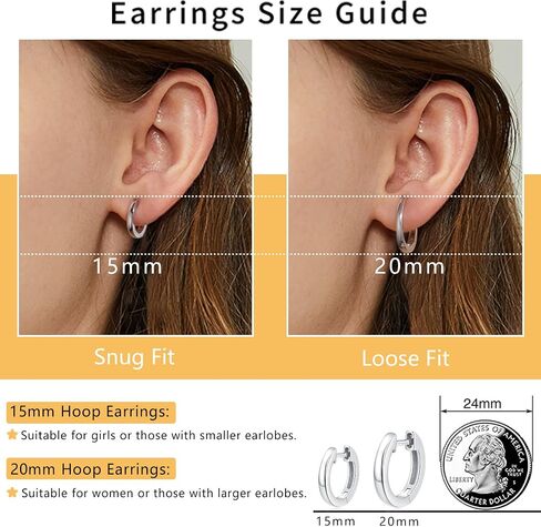 Jewlpire 925 الفضة الاسترليني آخر 14K الذهب الحقيقي مطلي الأقراط الصغيرة هوب للنساء الفتيات، هيبوالرجينيك خفيفة الوزن 15 مم / 20 مم مكعب زركونيا هوجي هوب الأقراط الهدايا والمجوهرات in Kuwait